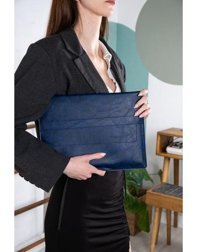 Dk Leather 13-13.3-14 inç Deri Su Geçirmez Kılıf Laptop Çantası Lacivert