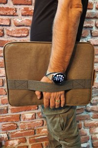 Hnb 13-14.9 inç Kanvas Su Geçirmez Kılıf Laptop Çantası Haki