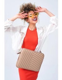 Morca V Model 13 inç Deri Su Geçirmez El-Omuz Laptop Çantası Vizon