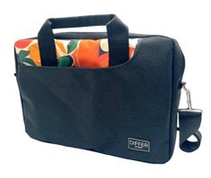 Differ Studio Soyut Desenli 13-14.9 inç Kumaş Su Geçirmez El-Omuz Laptop Çantası Siyah-Turuncu