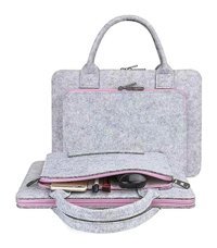 Jms 17 inç Keçe Kılıf Laptop Çantası Gri-Pembe