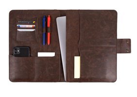 Deridense 13-14 inç Vegan Deri Su Geçirmez El-Omuz Laptop Çantası Kahverengi