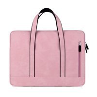 Bsxjh 13.3 inç Deri Su Geçirmez El-Omuz Laptop Çantası Pembe