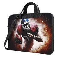 VducK Futbol Topu Desenli 15.6 inç Oxford Kumaş Su Geçirmez El-Omuz Laptop Çantası Siyah