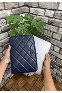 Guard Capitone CLUTCH 13 inç Hakiki Deri Su Geçirmez Kılıf Laptop Çantası Lacivert