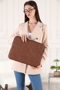 The Moda West 16 inç Kumaş Su Geçirmez Kılıf Laptop Çantası Taba