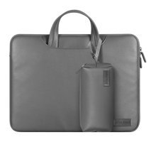 Novstrap Luxury 16 inç Deri Su Geçirmez Kılıf Laptop Çantası Gri