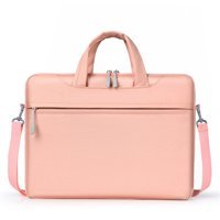 Wslcn 14.1 inç Polyester Su Geçirmez El-Omuz Laptop Çantası Pembe