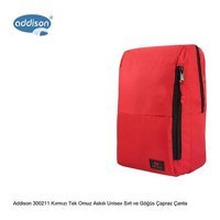 Addison 300211 13-14 inç Deri Sırt Laptop Çantası Kırmızı