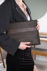 Dk Leather Kahve Desenli 13-13.3-14 inç Deri Su Geçirmez Kılıf Laptop Çantası Kahverengi