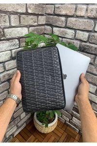 Guard Nakış Desenli 13 inç Hakiki Deri Su Geçirmez Kılıf Laptop Çantası Antrasit