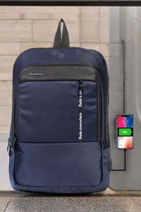 Morca 15.6 inç Suni Deri Su Geçirmez Sırt Laptop Çantası Lacivert