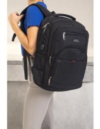 Terzi Bey 15.6 inç Kumaş Su Geçirmez Sırt Laptop Çantası Siyah