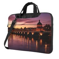 VducK 15.6 inç Oxford Kumaş Su Geçirmez El-Omuz Laptop Çantası Mor-Siyah