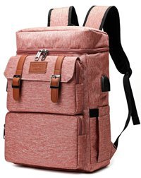 Yalundisi 16 inç Polyester Su Geçirmez Sırt Laptop Çantası Pembe