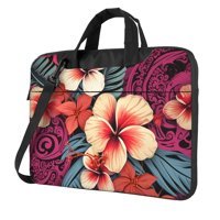 VducK Hawaii Baskı Desenli 15.6 inç Oxford Kumaş Su Geçirmez El-Omuz Laptop Çantası Siyah