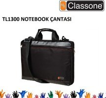 Classone Top Loading TL1300 13-14 inç Kumaş Su Geçirmez El-Omuz Laptop Çantası Siyah