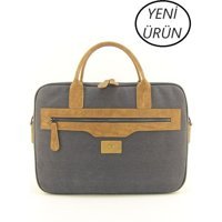 Hnb 15.6 inç Kanvas Su Geçirmez El-Omuz Laptop Çantası Siyah