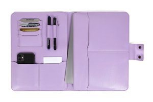 Deridense 13-14 inç Vegan Deri Su Geçirmez El-Omuz Laptop Çantası Lila
