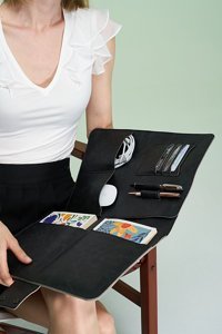 Morca 13-14.9 inç Suni Deri Su Geçirmez Kılıf Laptop Çantası Siyah