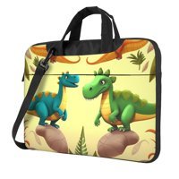 VducK Dinozor Desenli 15.6 inç Oxford Kumaş Su Geçirmez El-Omuz Laptop Çantası Siyah