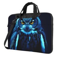 VducK Baykuş Desenli 15.6 inç Oxford Kumaş Su Geçirmez El-Omuz Laptop Çantası Mavi-Siyah