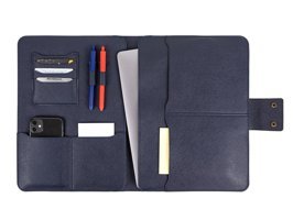 Deridense 13-14 inç Vegan Deri Su Geçirmez El-Omuz Laptop Çantası Lacivert