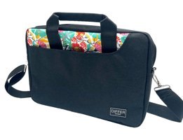 Differ Studio Çiçek Desenli 13-14.9 inç Kumaş Su Geçirmez El-Omuz Laptop Çantası Siyah