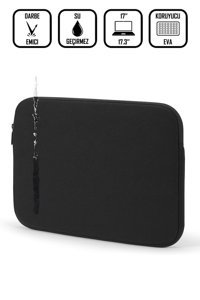 D'Vers 17 inç Kumaş Su Geçirmez Kılıf Laptop Çantası Siyah