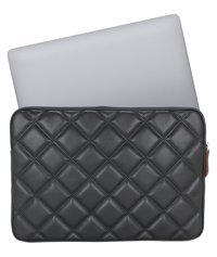 Case Club Kapitone 16 inç Kapitone Deri Su Geçirmez Kılıf Laptop Çantası Siyah