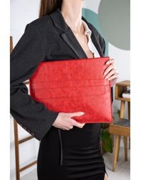 Dk Leather 13-13.3-14 inç Deri Su Geçirmez Kılıf Laptop Çantası Kırmızı