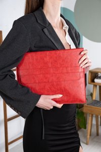 Dk Leather 13.3-14 inç Deri Su Geçirmez Kılıf Laptop Çantası Kırmızı