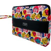 Differ Studio İnsan Desenli 15.6 inç Kumaş Su Geçirmez Kılıf Laptop Çantası Fuşya