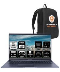 Asus Vivobook 15 X5102ZA EJ1644 Dahili Iris Xe Graphics Eligible Intel Core i5 1235U 8 GB Ram 512 GB SSD 15.6 inç Full HD Windows 11 Home Laptop + PER4 Çanta