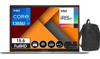 Asus Vivobook 15 X1504VA-NJ39524 Dahili Iris Xe Graphics Eligible Intel Core i7 1355U 16 GB Ram 2 TB SSD 15.6 inç Full HD Windows 11 Home Laptop + Weblegelsin Çanta