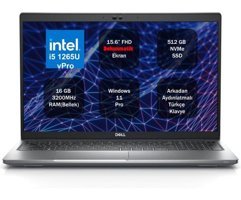 Dell Latitude 5530 Dahili Iris Xe Graphics Eligible Intel Core i7 1265U 16 GB Ram 512 GB SSD 15.6 inç Full HD Windows 11 Pro Dokunmatik Laptop