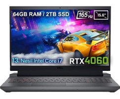 Dell Gaming G15 5530 G155530013UV7 Harici GeForce RTX 4060 Intel Core i7 13650HX 64 GB Ram 2 TB SSD 15.6 inç Full HD Ubuntu Laptop