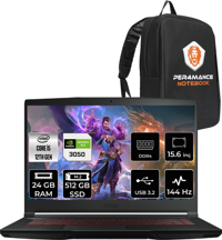 MSI Thin GF63 12UC877XTRP322 Dahili UHD Graphics Intel Core i5 12450H 24 GB Ram 512 GB SSD 15.6 inç Full HD Freedos Laptop + PER4 Çanta