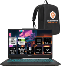 MSI Cyborg 15 A13VF893XTRP364 Dahili UHD Graphics Intel Core i7 13620H 40 GB Ram 2 TB SSD 15.6 inç Full HD Windows 11 Home Laptop + PER4 Çanta