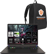 MSI Vector 17 Hx A14VIG879XTRP382 Dahili UHD Graphics Intel Core i9 14900HX 8 GB Ram 512 GB SSD 17 inç Full HD Windows 11 Pro Laptop + PER4 Çanta