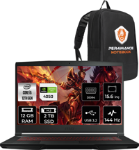 MSI Thin GF63 12VE082XTRP309 Dahili UHD Graphics Intel Core i5 12450H 12 GB Ram 2 TB SSD 15.6 inç Full HD Freedos Laptop + PER4 Çanta