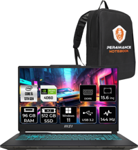 MSI Cyborg 15 A13VF895XTRP417 Dahili UHD Graphics Intel Core i5 13420H 96 GB Ram 512 GB SSD 15.6 inç Full HD Windows 11 Pro Laptop + PER4 Çanta