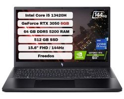 Acer Nitro V 15 ANV15-51 NH.QNCEY.00164 Harici GeForce RTX 3050 Intel Core i5 13420H 64 GB Ram 512 GB SSD 15.6 inç Full HD Freedos Gaming Laptop