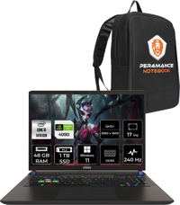 MSI Vector 17 Hx A14VIG879XTRP368 Dahili UHD Graphics Intel Core i9 14900HX 48 GB Ram 1 TB SSD 17 inç Full HD Windows 11 Home Laptop + PER4 Çanta