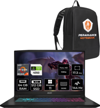MSI Katana A17 AI B8VE853XTRP412 Harici AMD Radeon 780M AMD Ryzen 7 8845HS 64 GB Ram 512 GB SSD 17.3 inç Full HD Windows 11 Pro Laptop + PER4 Çanta