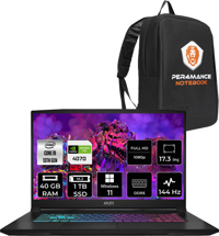 MSI Katana 17 B13VGK1242XTRP363 Dahili Iris Xe Graphics Eligible Intel Core i9 13900H 40 GB Ram 1 TB SSD 17.3 inç Full HD Windows 11 Home Laptop + PER4 Çanta