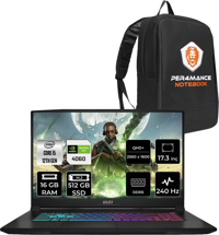 MSI Katana 17 B12VFK1031XTRP307 Dahili UHD Graphics Intel Core i5 12450H 16 GB Ram 512 GB SSD 17.3 inç Full HD Freedos Laptop + PER4 Çanta