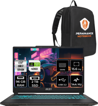 MSI Cyborg 15 A13VF893XTRP339 Dahili UHD Graphics Intel Core i7 13620H 96 GB Ram 2 TB SSD 15.6 inç Full HD Freedos Laptop + PER4 Çanta