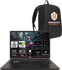 MSI Vector 17 Hx A14VIG879XTRP416 Dahili UHD Graphics Intel Core i9 14900HX 96 GB Ram 256 GB SSD 17 inç Full HD Windows 11 Pro Laptop + PER4 Çanta