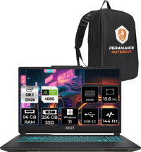 MSI Cyborg 15 A13VF893XTRP376 Dahili UHD Graphics Intel Core i7 13620H 96 GB Ram 256 GB SSD 15.6 inç Full HD Windows 11 Home Laptop + PER4 Çanta